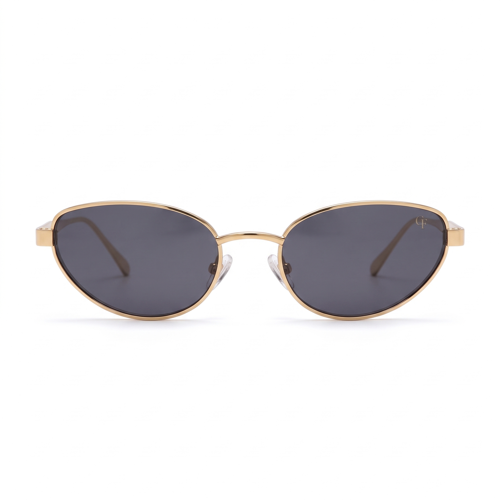 ZAHRA Or / Fumé – lunettes de soleil cat-eye en métal doré, vue de face
