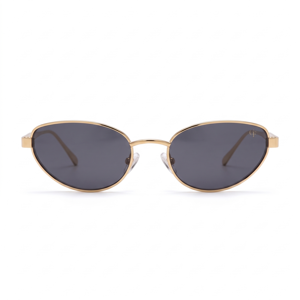 ZAHRA Or / Fumé – lunettes de soleil cat-eye en métal doré, vue de face