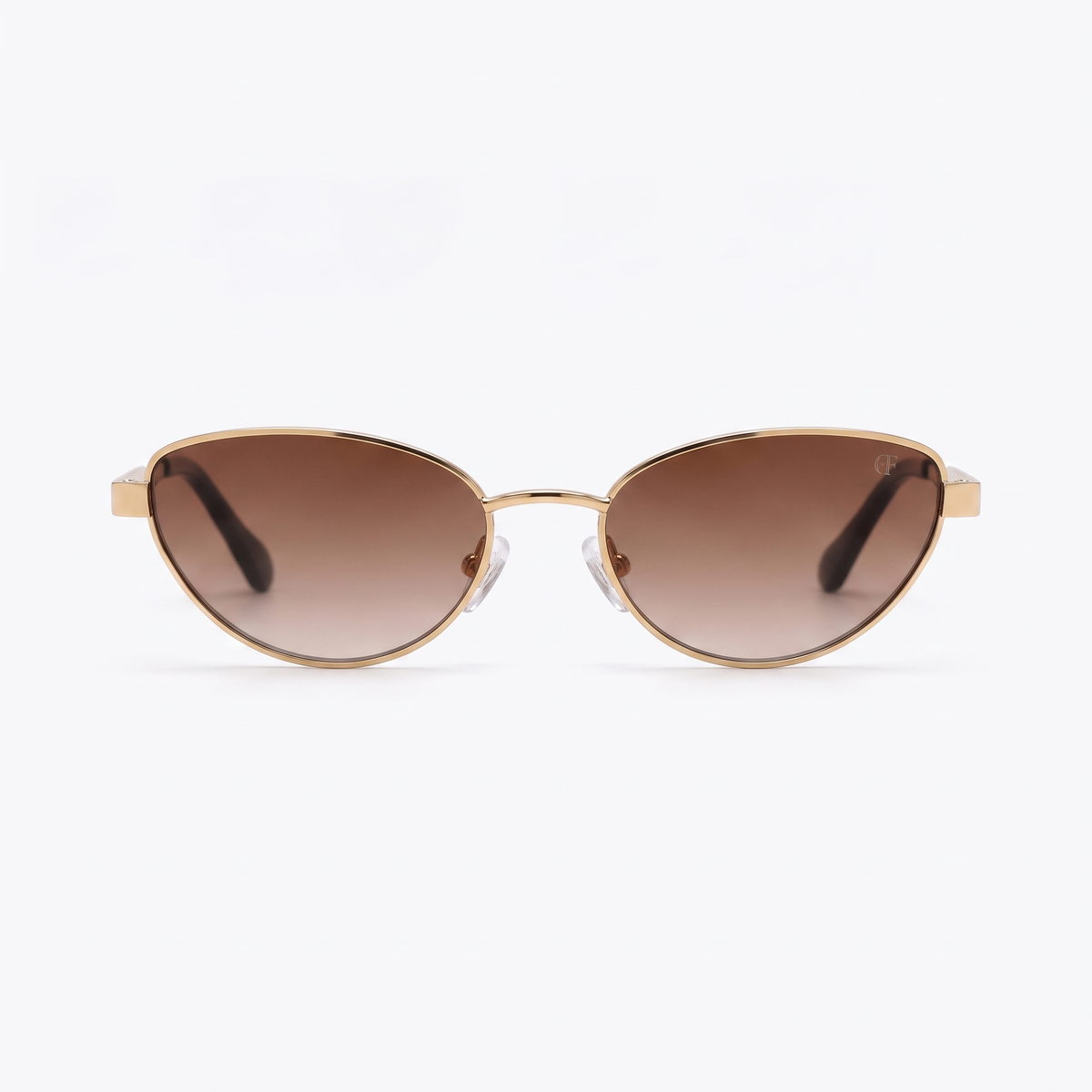 ZAHRA Or / Dégradé Brun – lunettes de soleil cat-eye en métal doré, vue de face