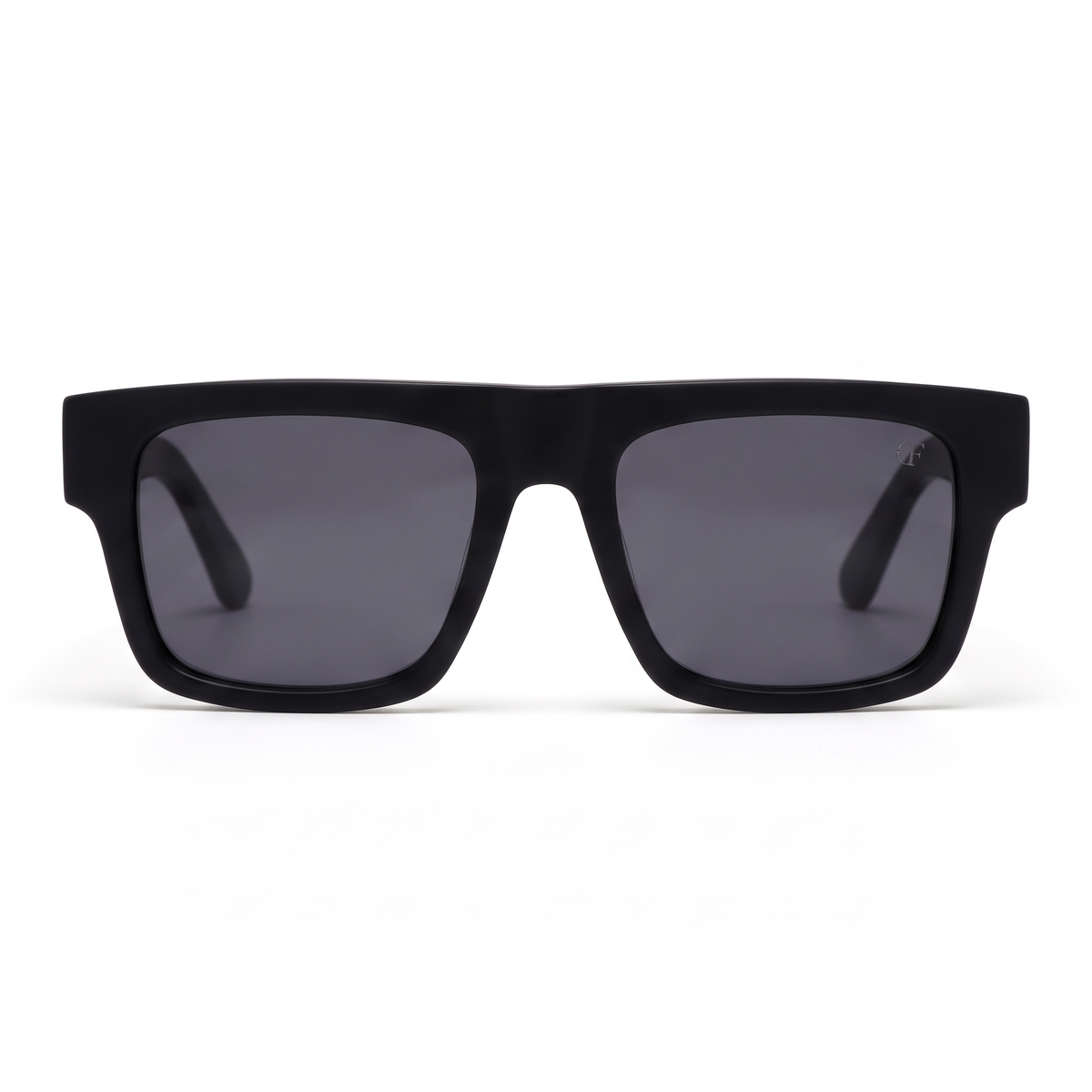 CARBONE Noir Mat / Fumé – lunettes de soleil rectangulaires homme en acétate, vue de face