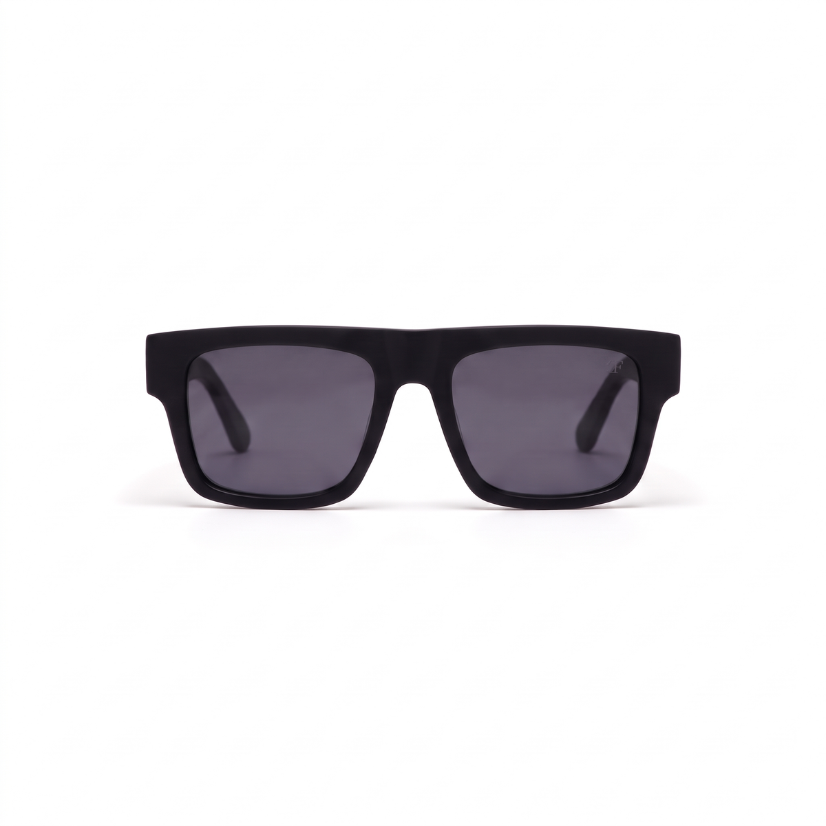 CARBONE Noir Mat / Fumé – lunettes de soleil rectangulaires homme en acétate, vue de face