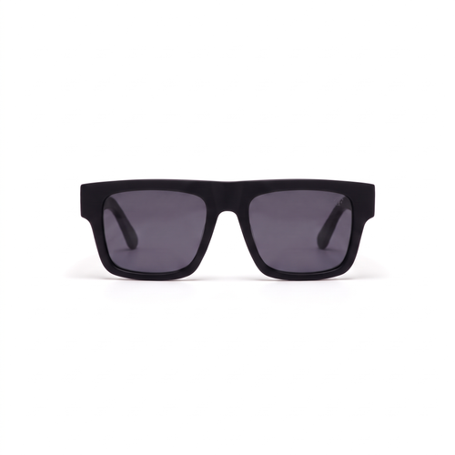 CARBONE Noir Mat / Fumé – lunettes de soleil rectangulaires homme en acétate, vue de face