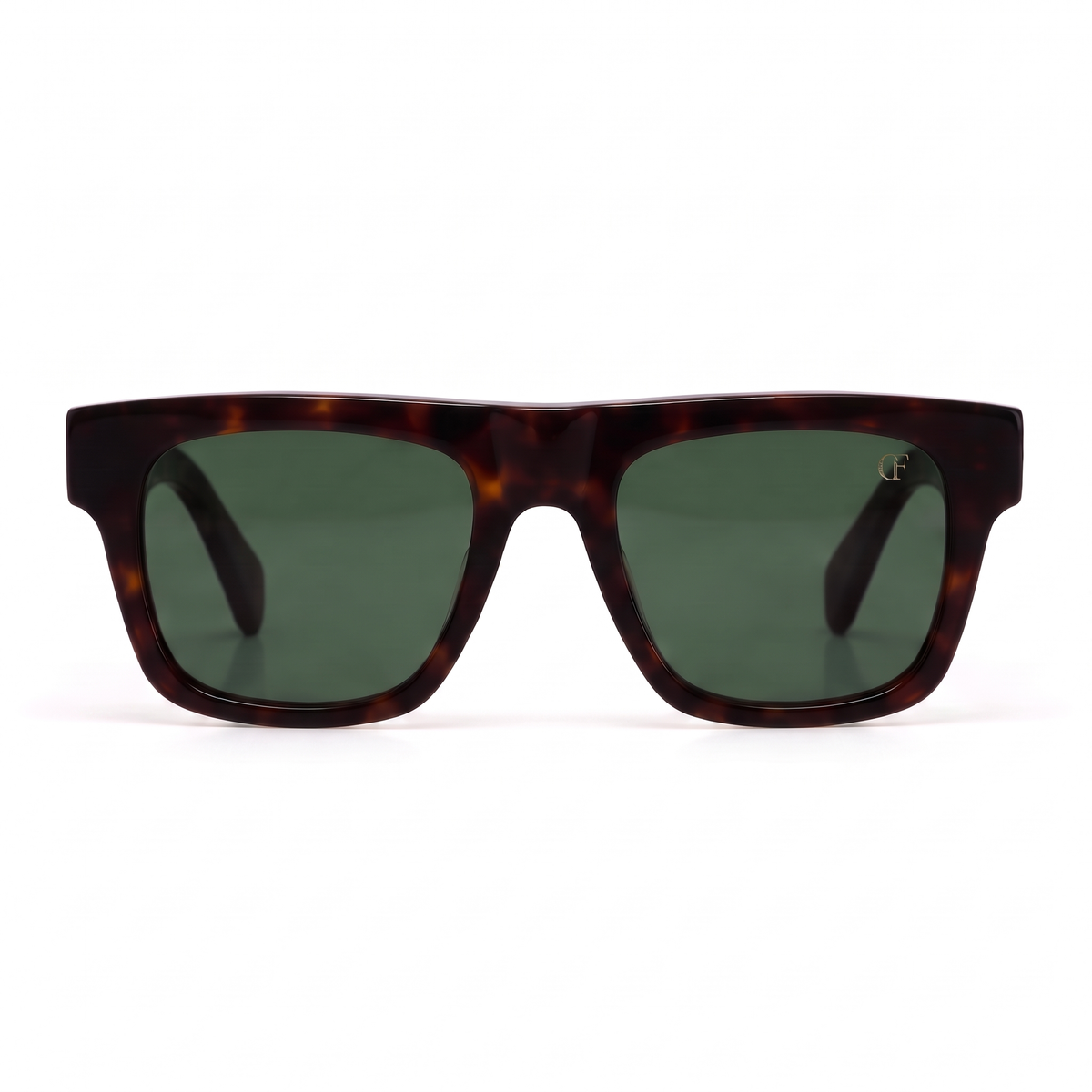 CARBONE Écaille / Vert – lunettes de soleil rectangulaires homme en acétate, vue de face